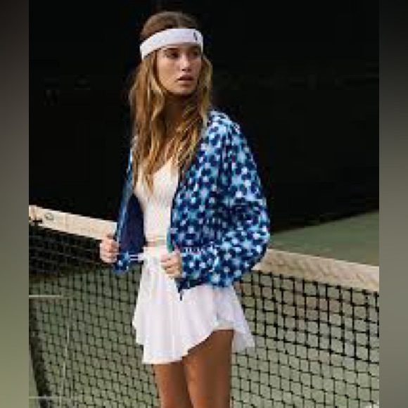 NWT - FP Movement, Women's Top Seed Printed Tennis Jacket, Blue/White 💙Adorable - Picture 9 of 10